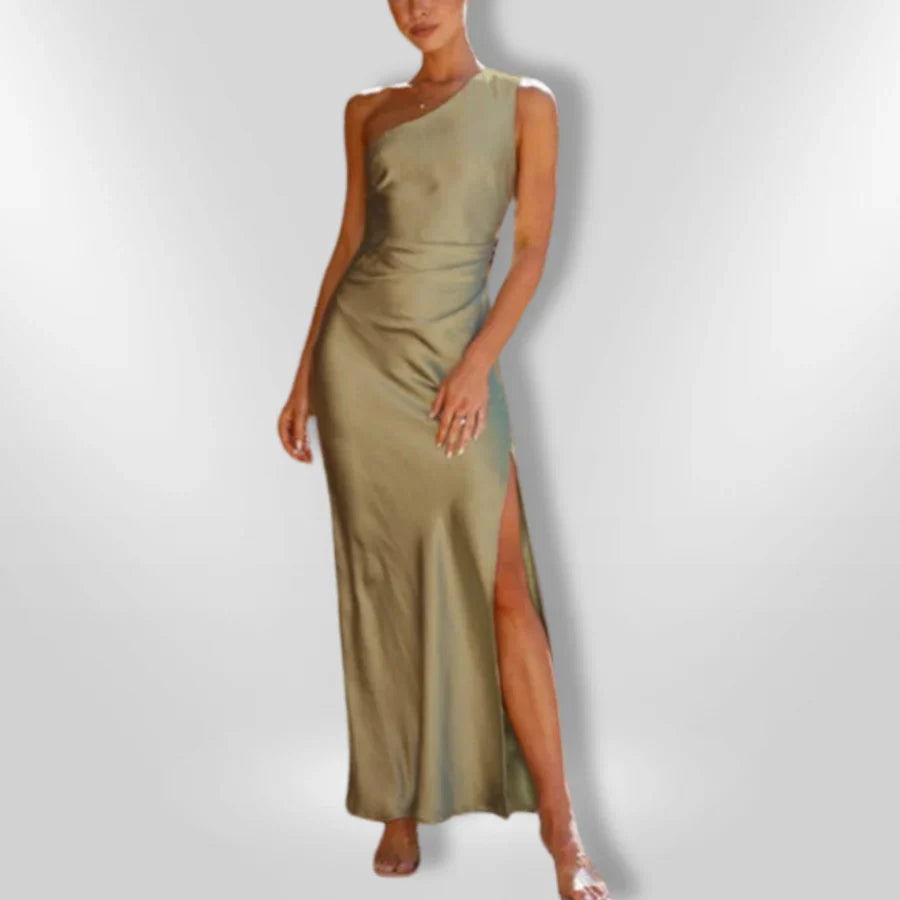 Erminia | Maxi One Shoulder Sage Green Dress