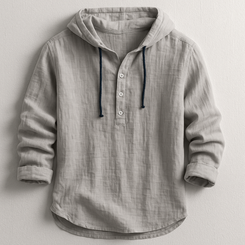 Bradley | Long Sleeve Hooded Henley Shirt