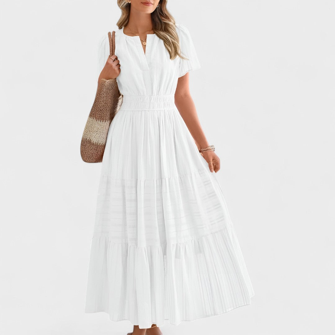 Maura | Short Sleeve Smocked Waist Maxi Dress