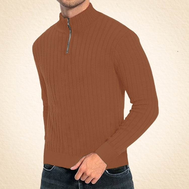 Zaccheo | Sweater Ribbed Knit Quarter Zip Turtleneck