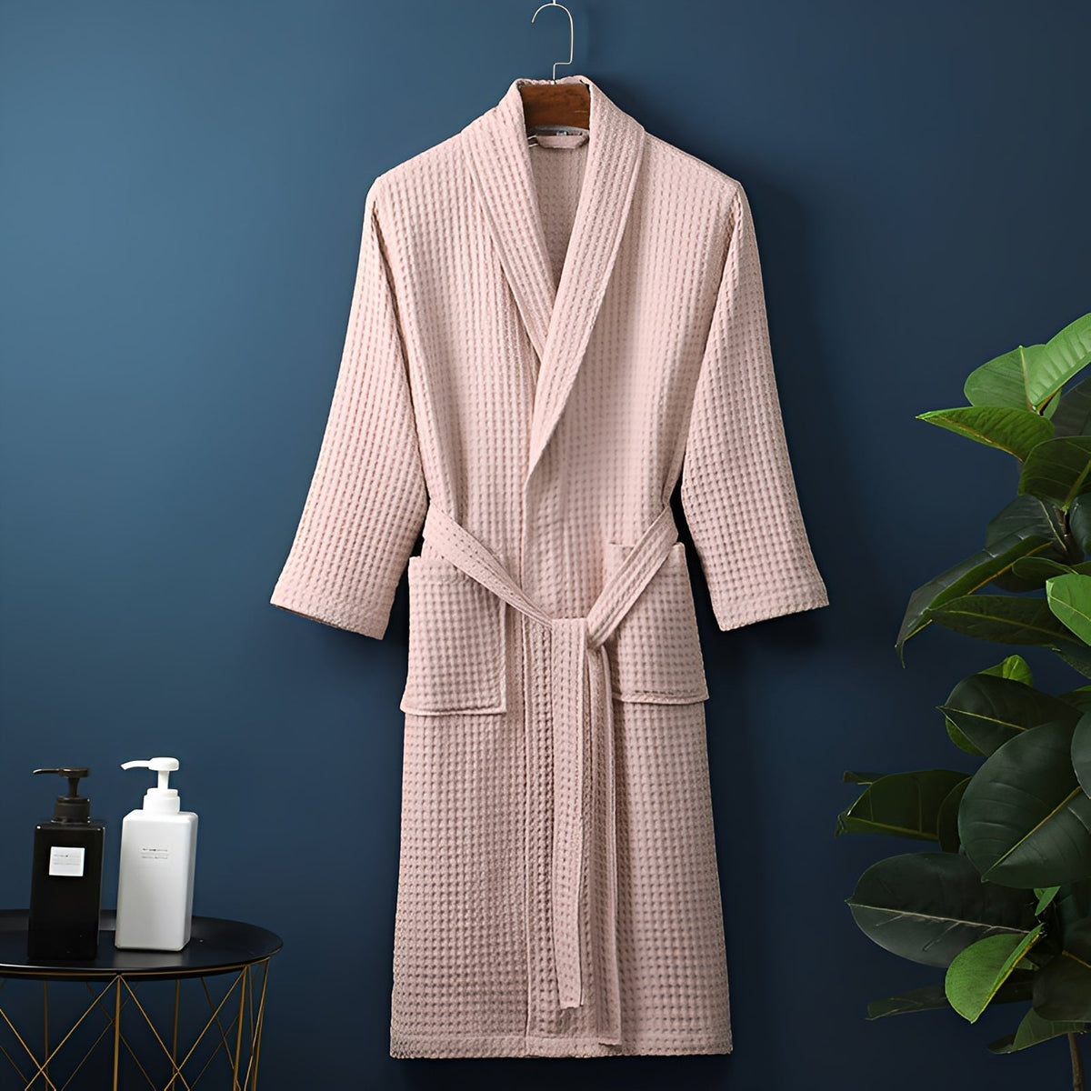 Nathan | Bathrobe With Waffle Texture and Tie Belt