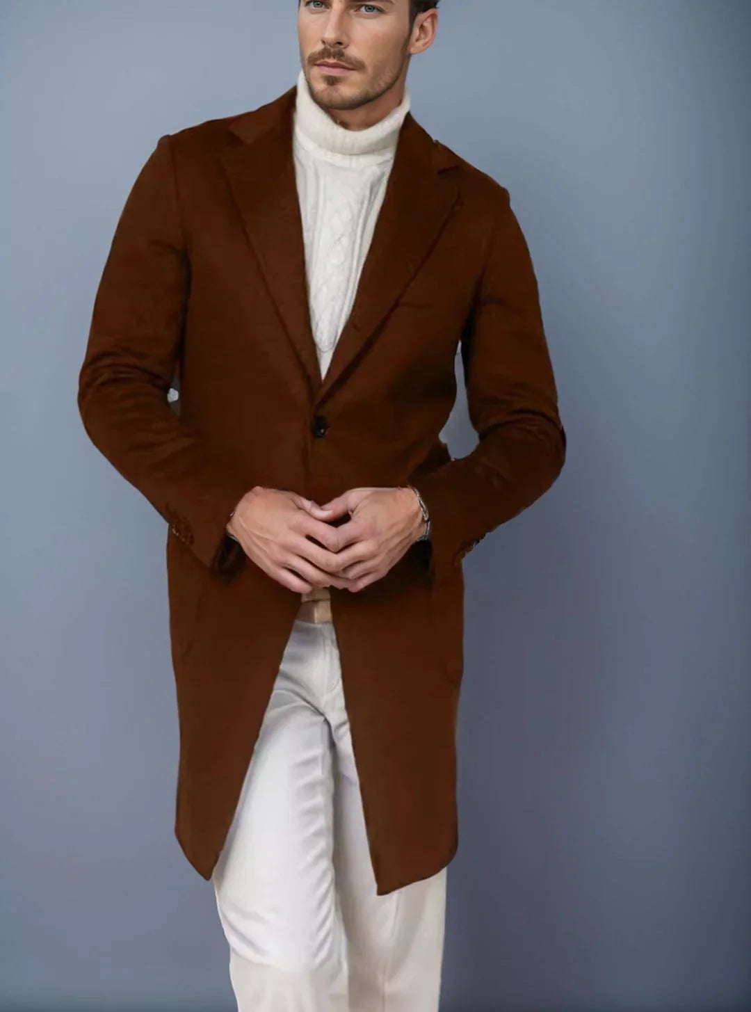 James | Overcoat with Notched Lapels and Buttons