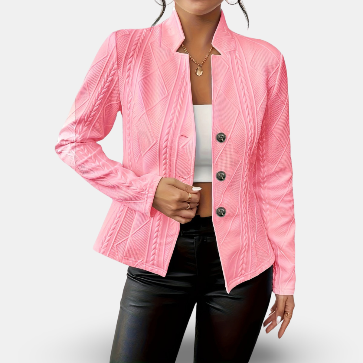 Lynn | Blazer Long Sleeve Textured Three-Button Tailored Fit