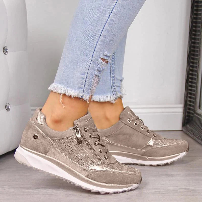 Gertie | Sneakers With Side Zippers and Metallic Accents