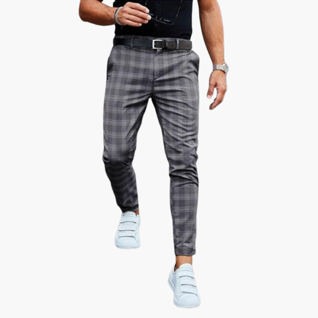Karey - Slim Fit Checkered Trousers