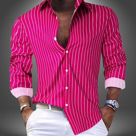 Asensio | Striped Long Sleeve Button Shirt