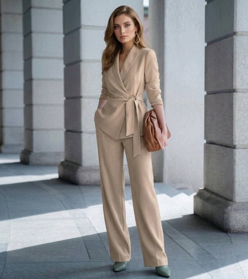 Asya | Wrap Blazer Pant Suit Set