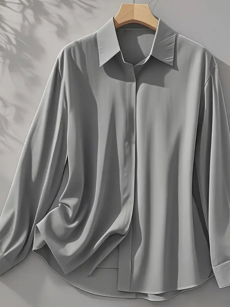 Amiliana - Long Sleeve Collared Button Shirt