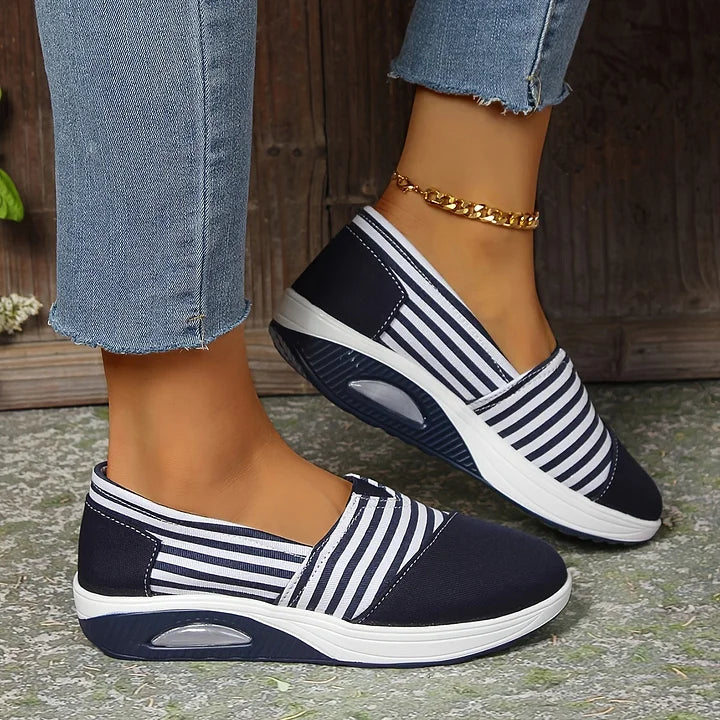 Tasha - Striped Slip On Wedge Sneakers