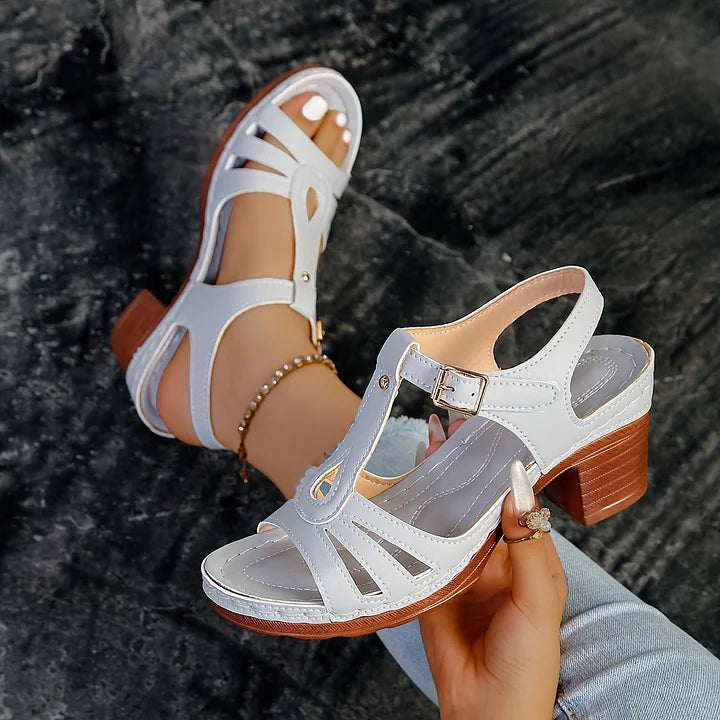 Leanna - Block Heel T Bar Open Toe Sandals