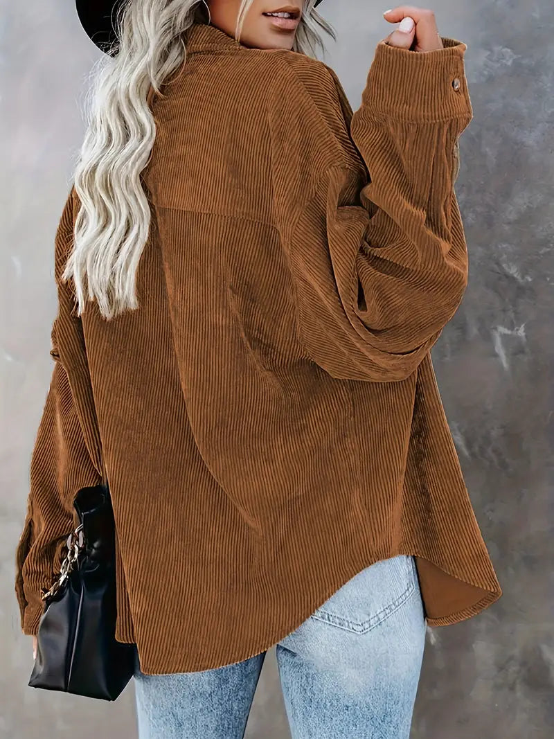 Irmela | Long Sleeve Corduroy Button Shirt