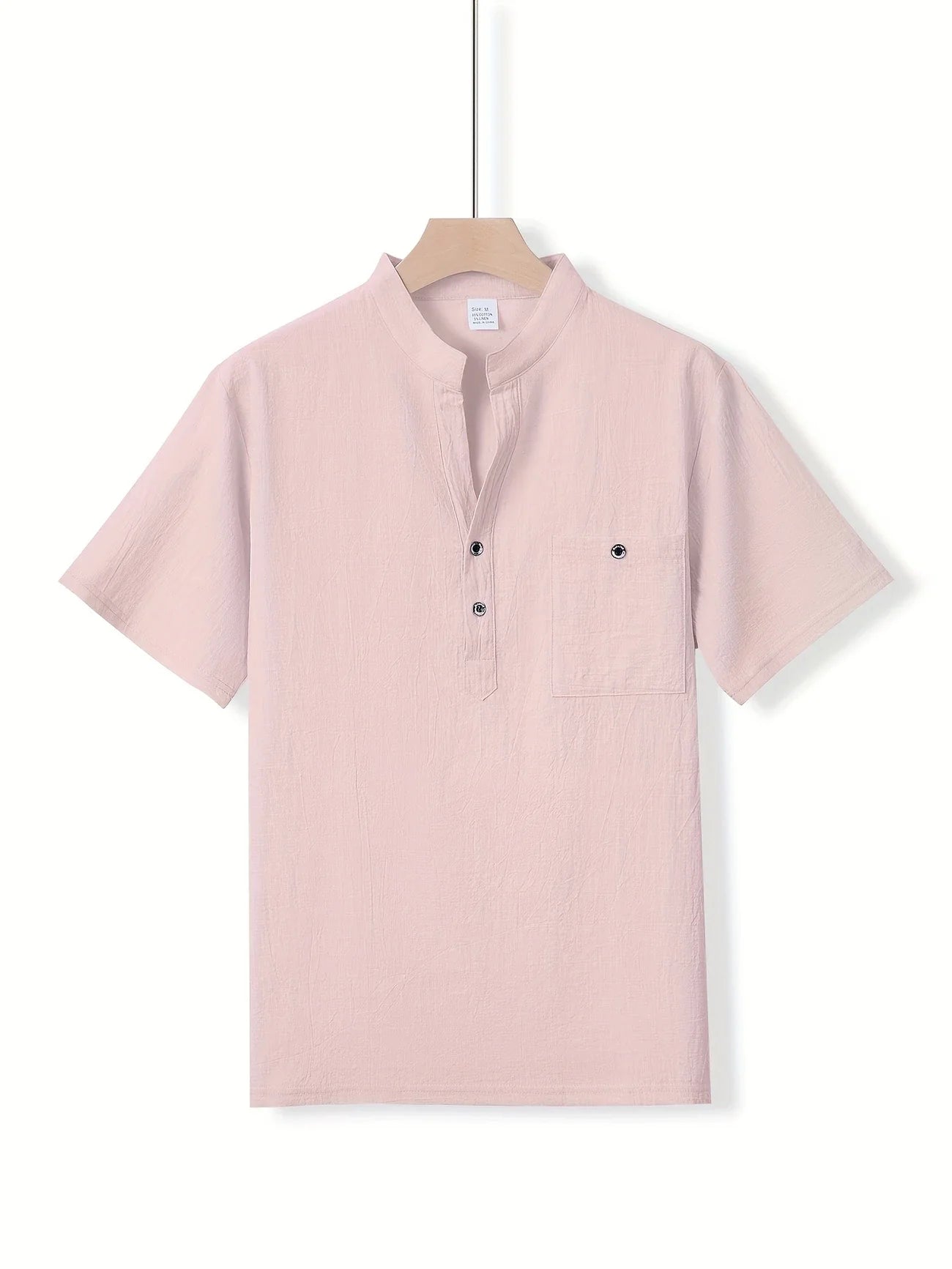 Markos | Short Sleeve Band Collar Henley Shirt