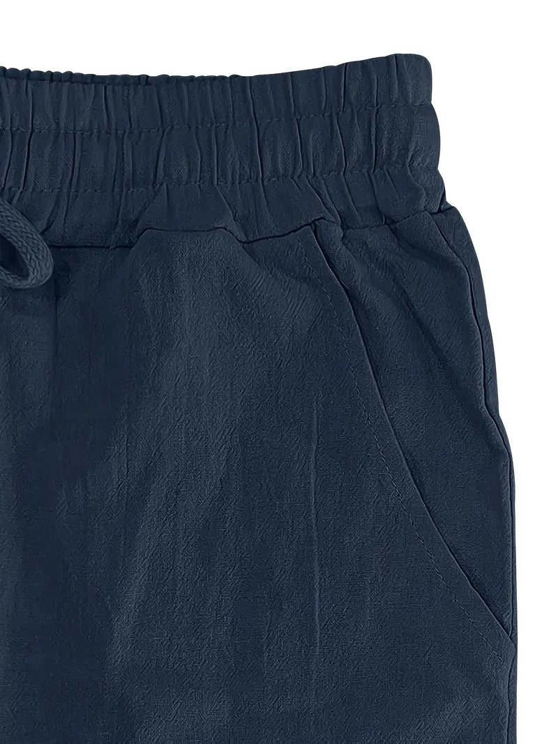 Babaev | Drawstring Wide Leg Casual Linen Pants