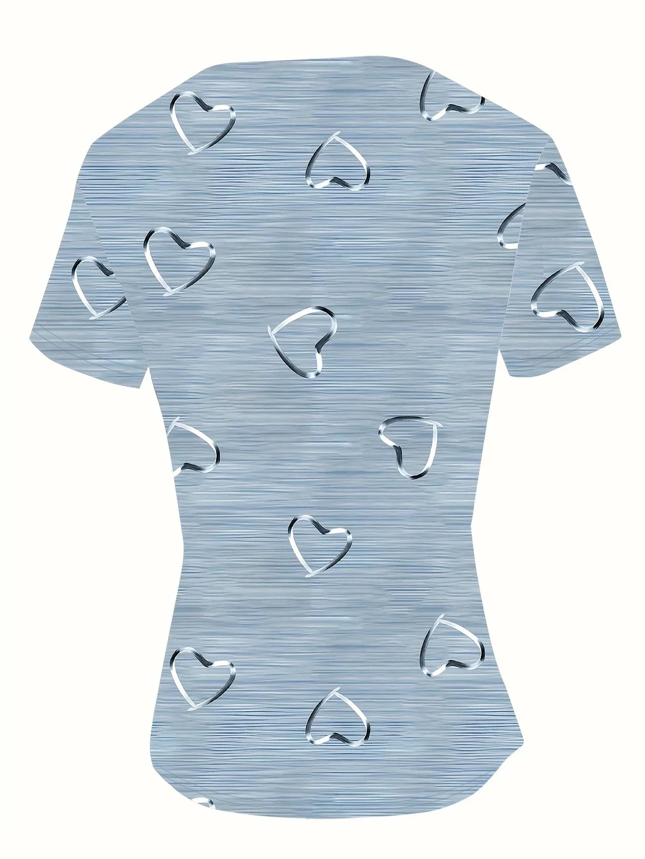 Emlyn | Heart Print Short Sleeve V Neck Top