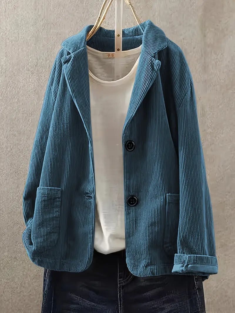 Nehara | Corduroy Blazer Jacket Long Sleeve Button Front