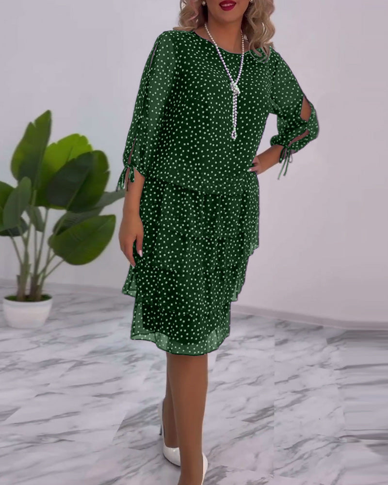 Meirit | Polka Dot Tiered Midi Dress