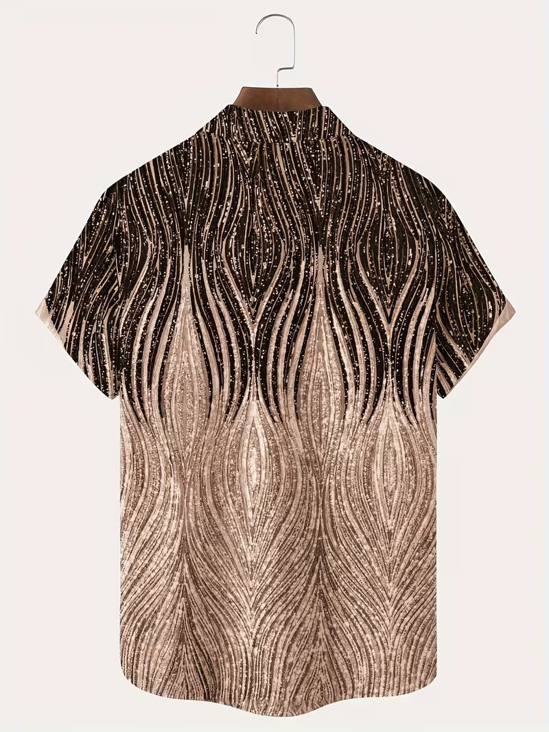 Klenn - Short Sleeve Button Front Gradient Print Shirt