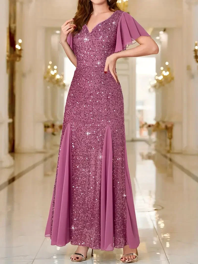 Hinrikka | Red Sequin Maxi Evening Dress