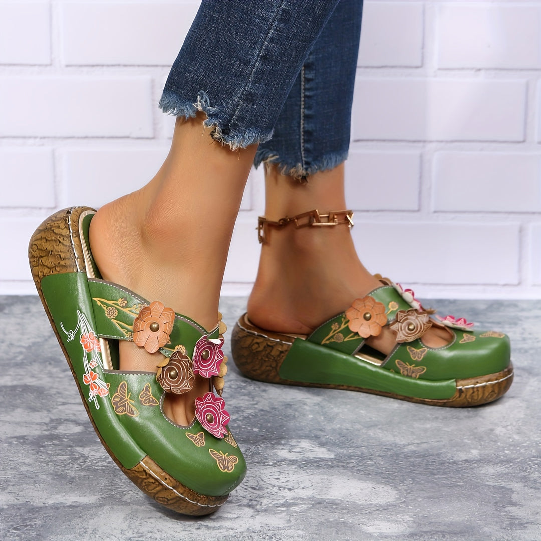 Oprah | Floral Cutout Clog Shoes With Prints