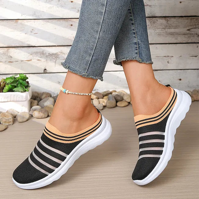 Aleyda | Sneakers Slip On Striped Knit Upper
