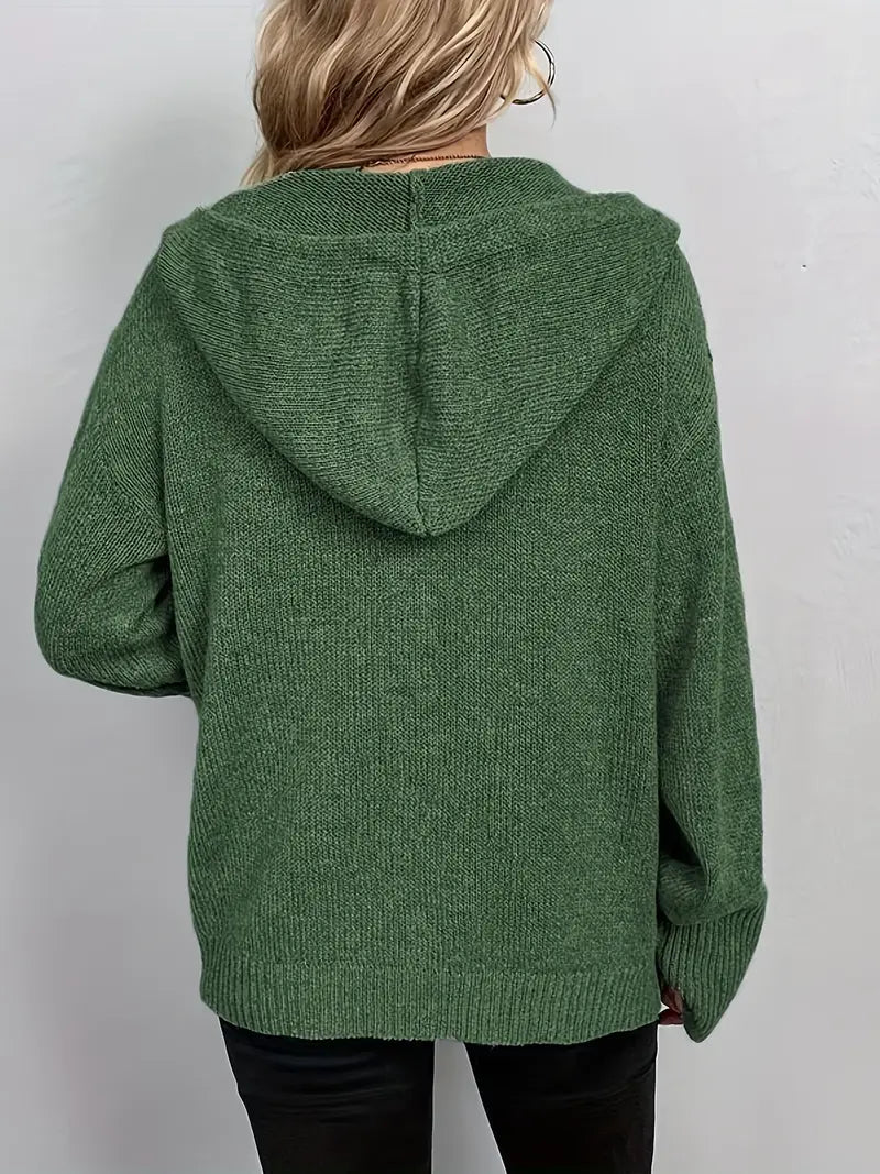 Suthida | Hooded Button Front Knit Cardigan Sweater