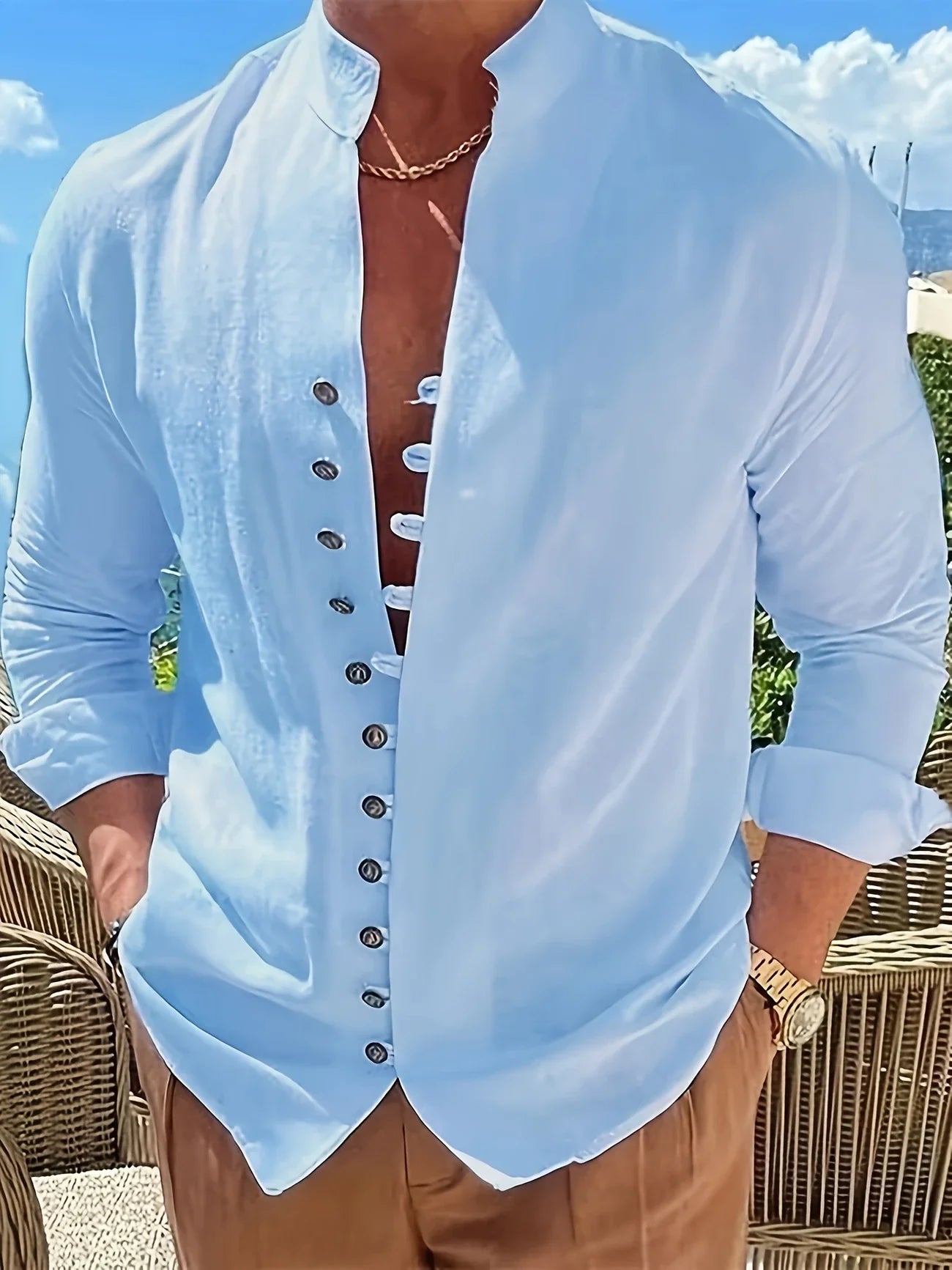 Shayne | Stand Collar Button Front Shirt