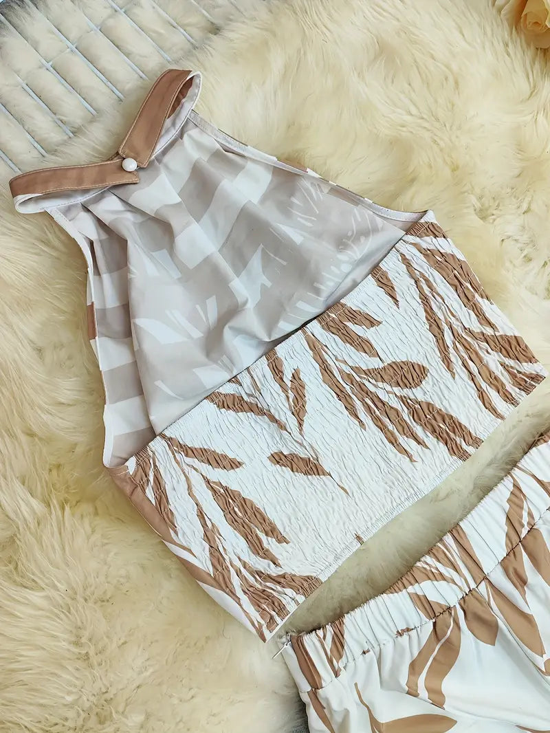 Zirina | Halter Crop Top Wide Leg Set