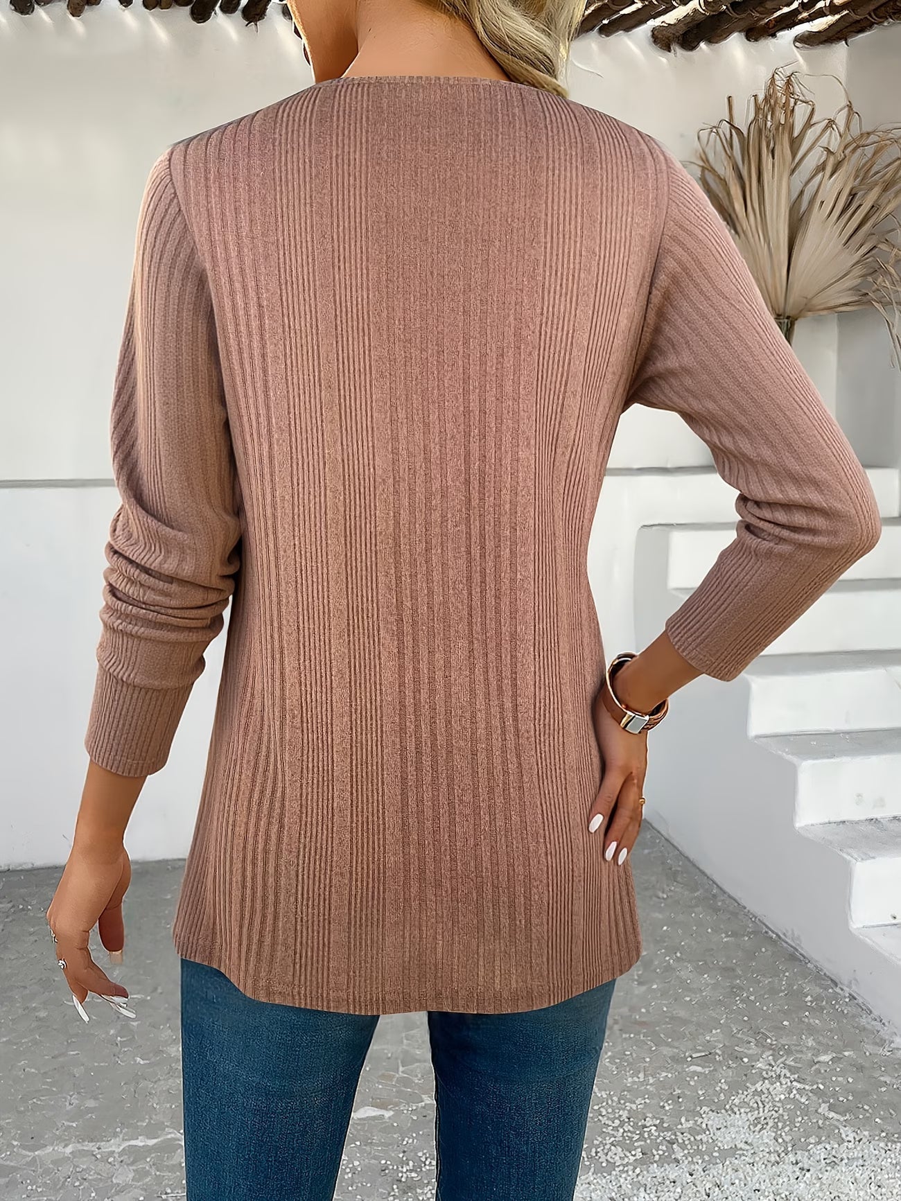 Lizeth | Long Sleeve Ribbed Pattern Tunic