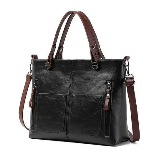 Britney | Leather Shoulder Bag With Front Pockets