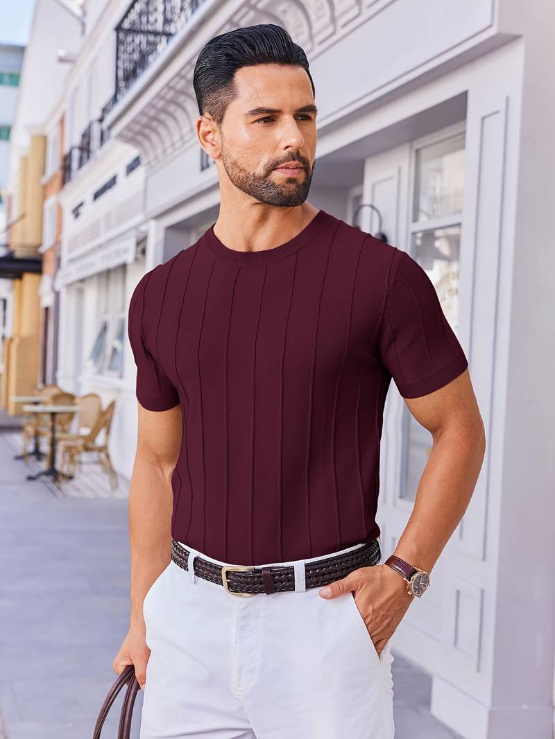 Sang | Short Sleeve Round Neck Knitted T-Shirt