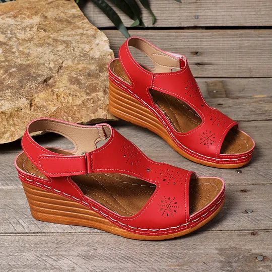 Setia | Wedge Sandals With Floral Cutout Design