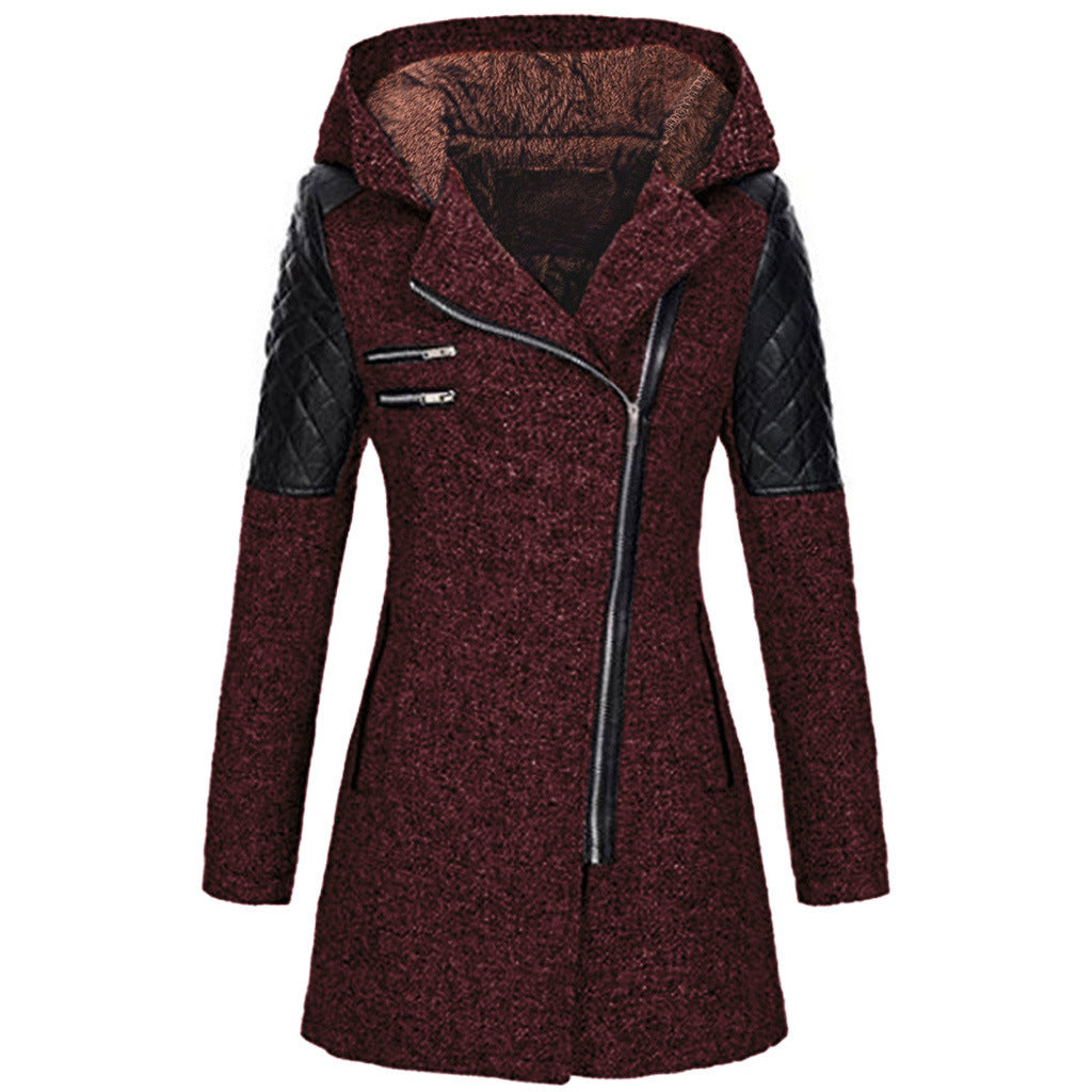 Eszter | Hooded Asymmetrical Zip Long Sleeve Coat