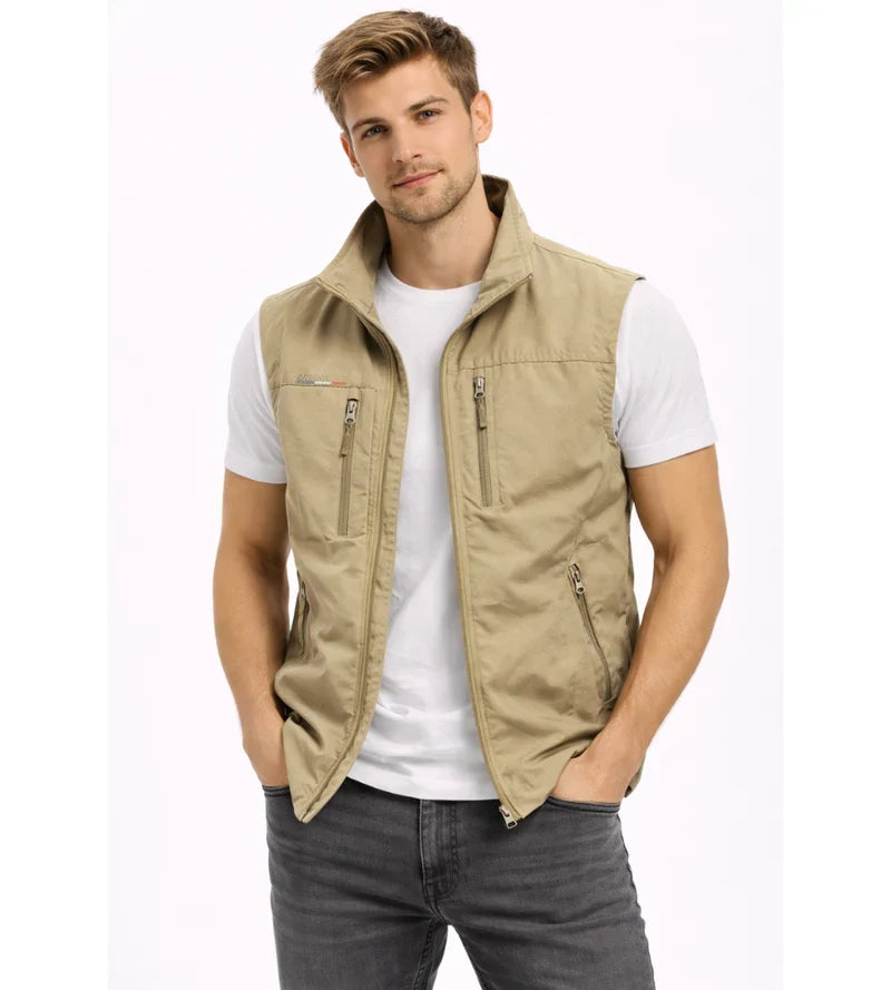 Albert | Vest Stand Collar Zip Front Multi Pocket