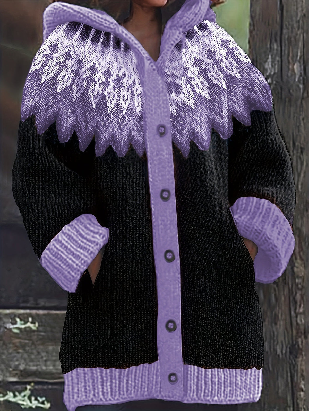 Peneeuva | Hooded Long Sleeve Winter Sweater