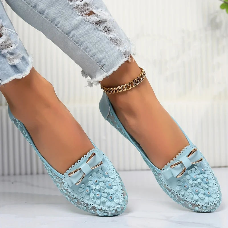 Brielle | Floral Lace Mesh Ballet Flats