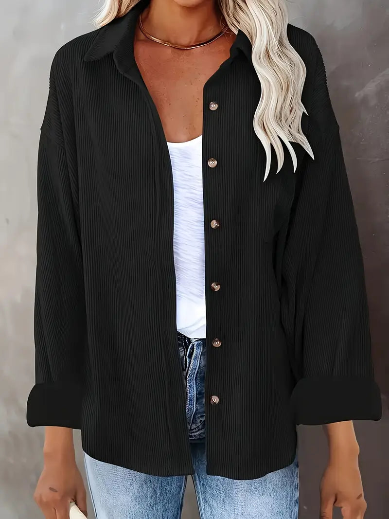 Irmela | Long Sleeve Corduroy Button Shirt