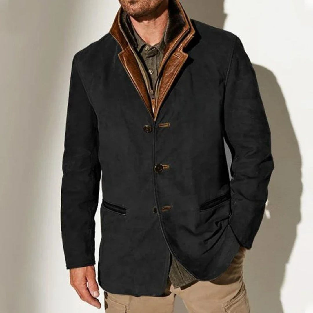 Sylvester  | Vintage Button Front Stand Collar Jacket