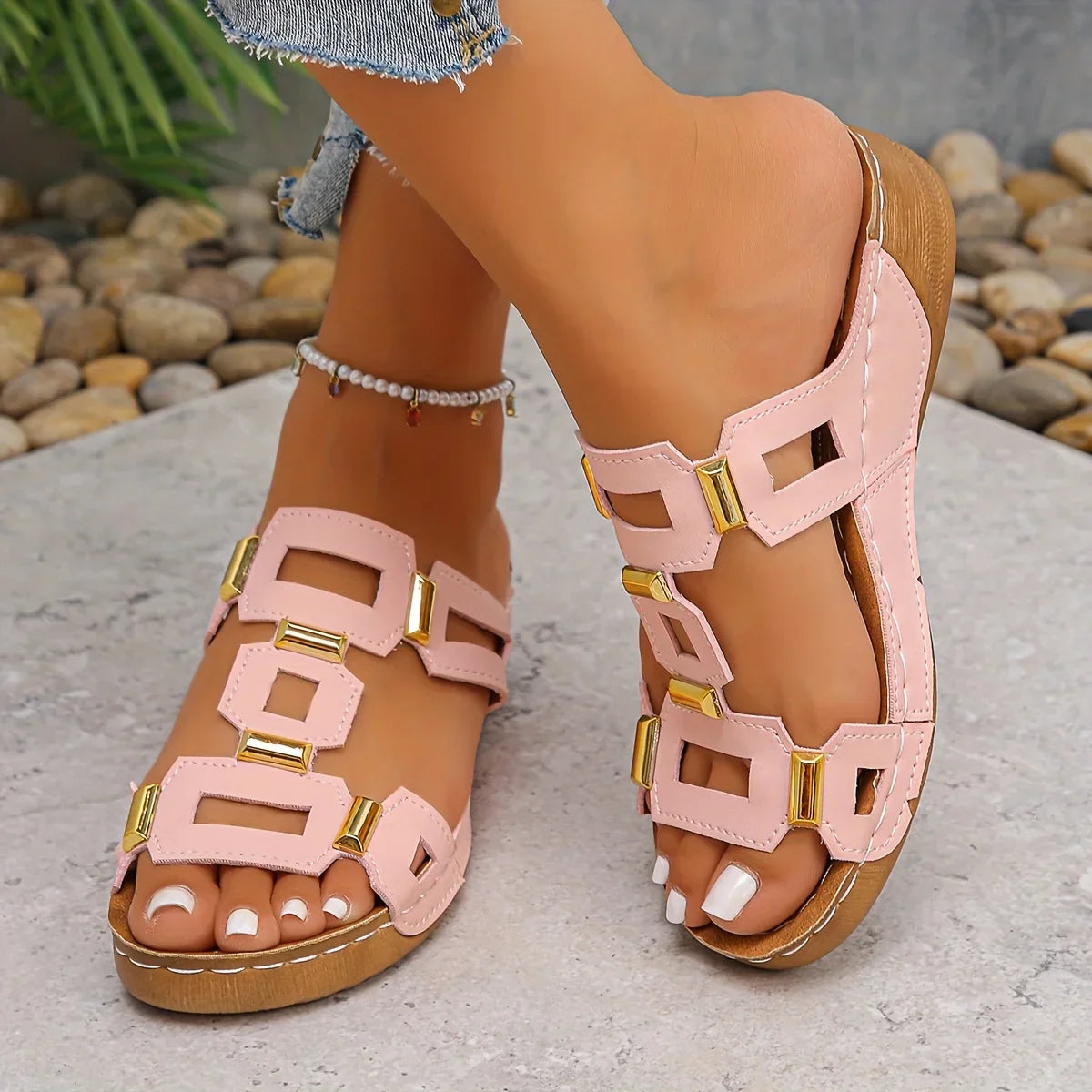 Norika | Open Toe Cutout Slide Sandals