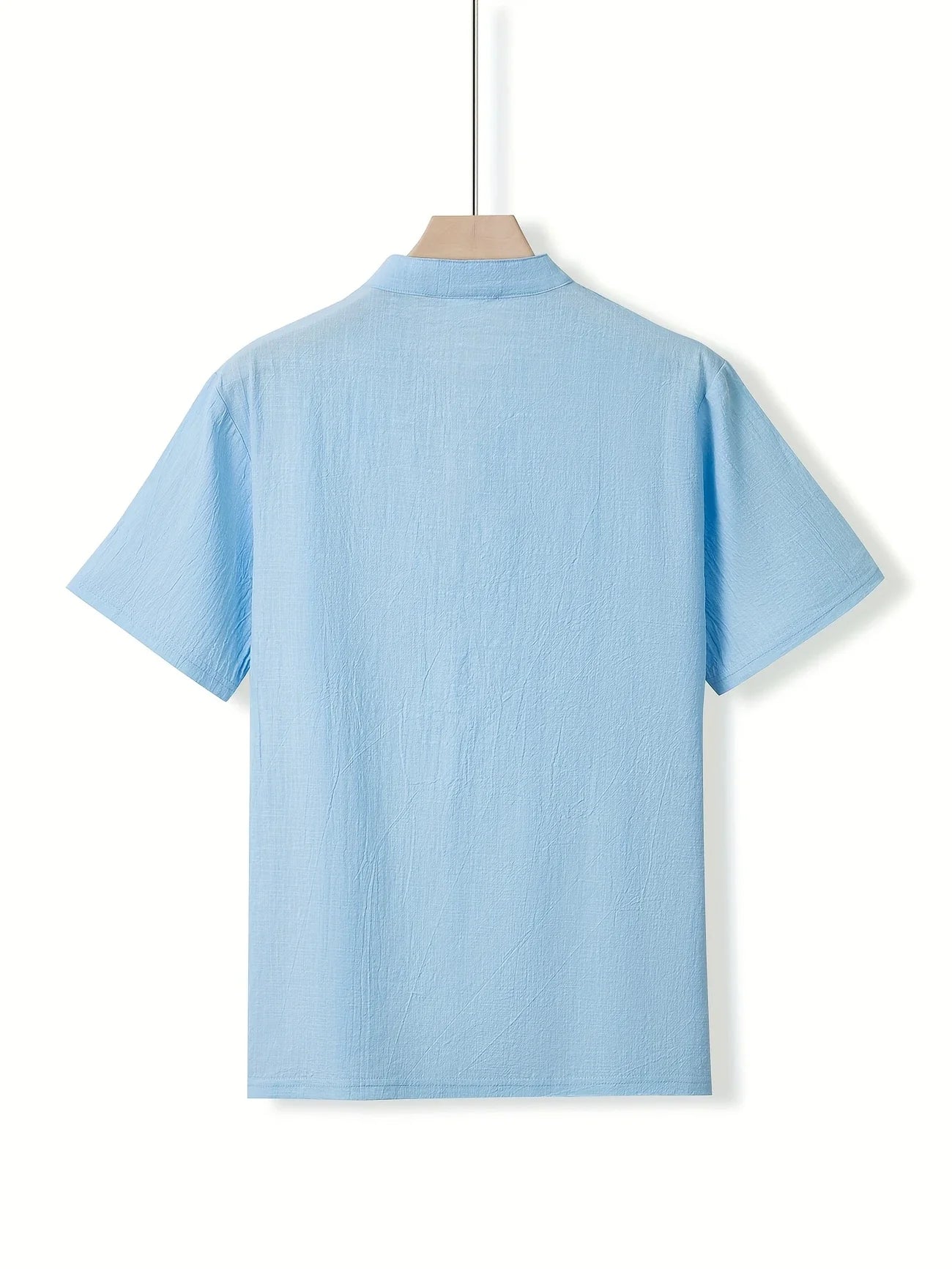 Markos | Short Sleeve Band Collar Henley Shirt