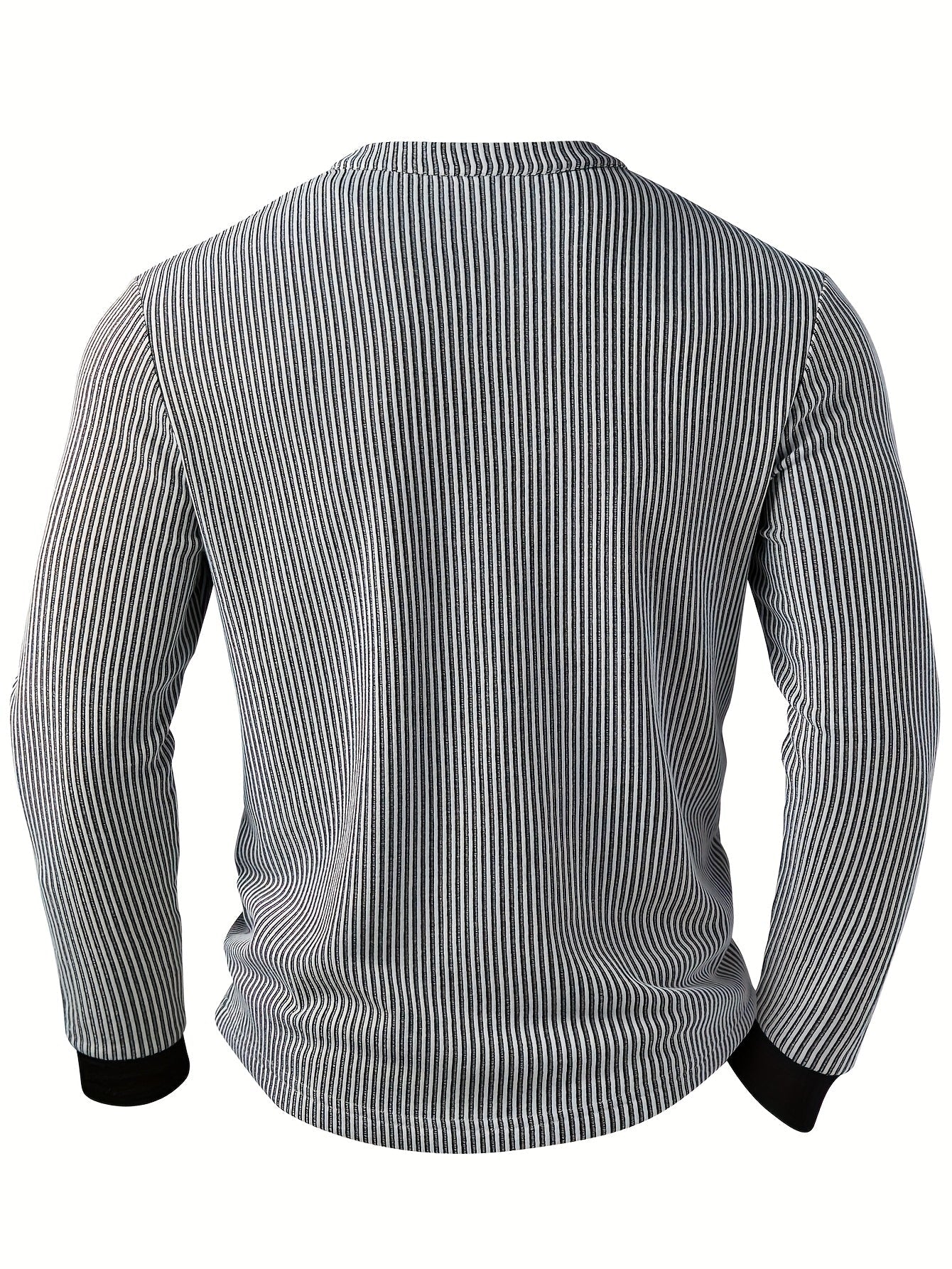 Lorcmir | Textured Striped Long Sleeve Henley Shirt