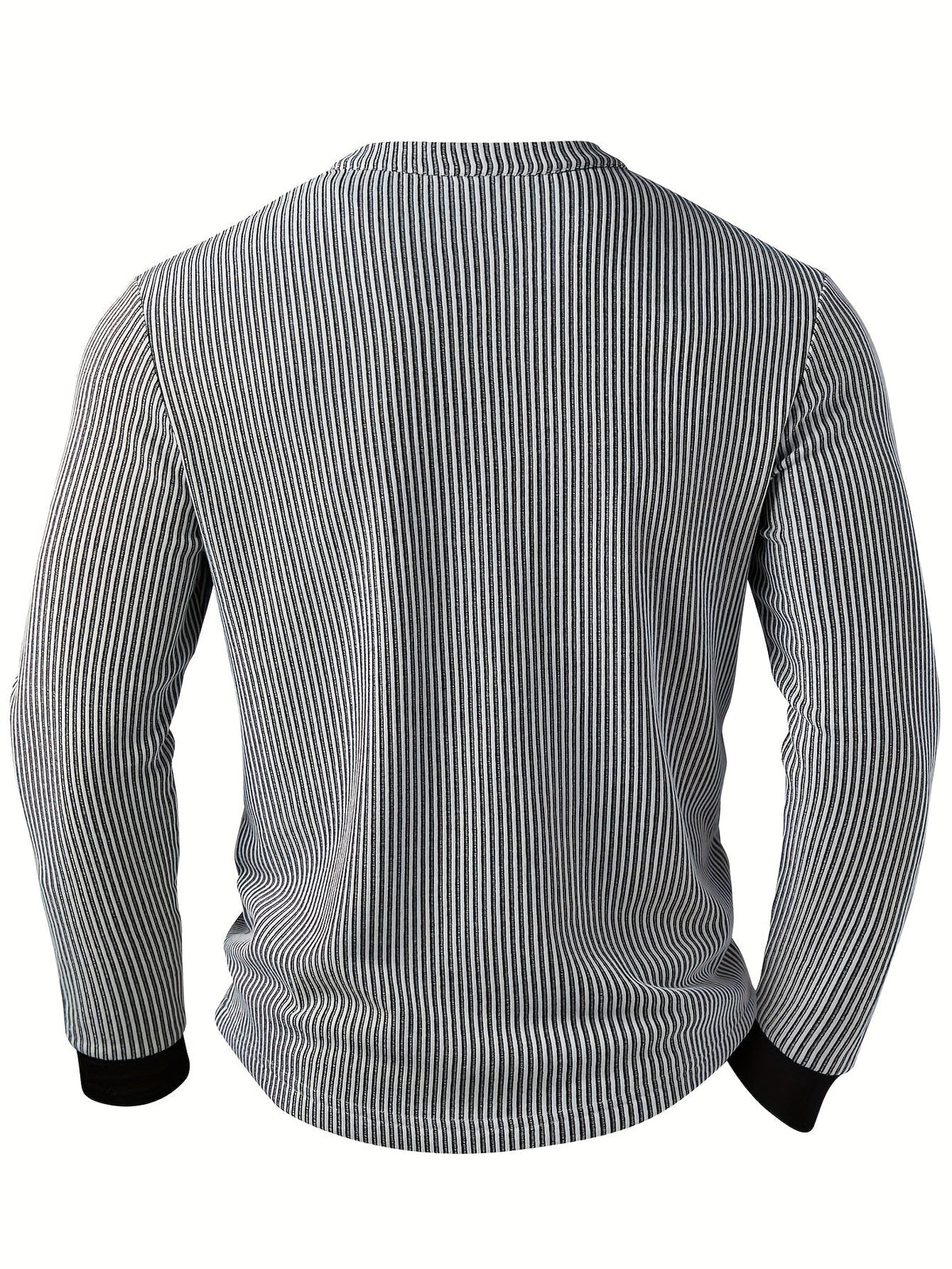 Lorcmir | Textured Striped Long Sleeve Henley Shirt
