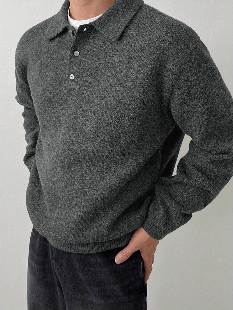 Eliran | Long Sleeve Textured Knit Polo Sweater