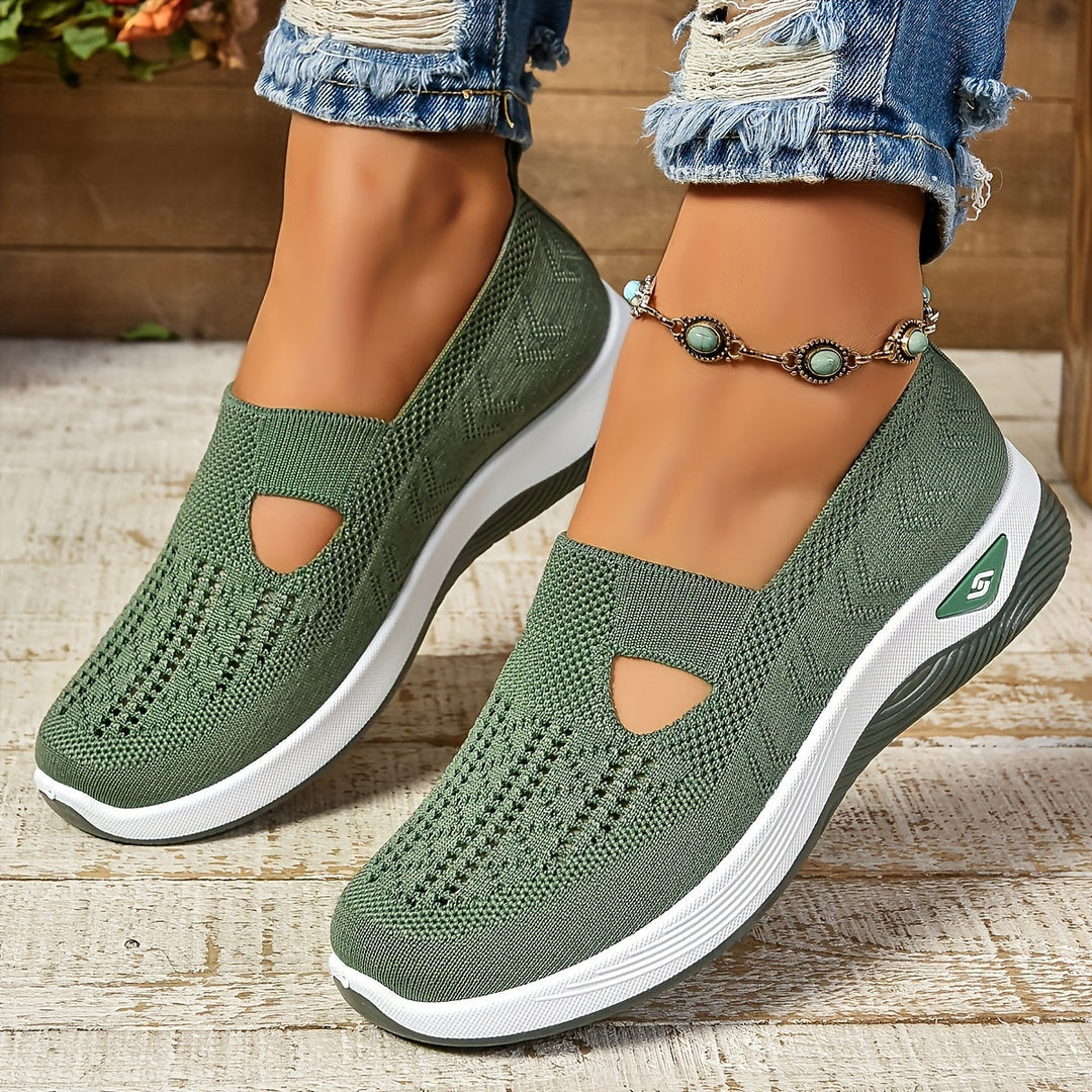 Raquel | Knit Slip-On Sneakers With Cutout Front