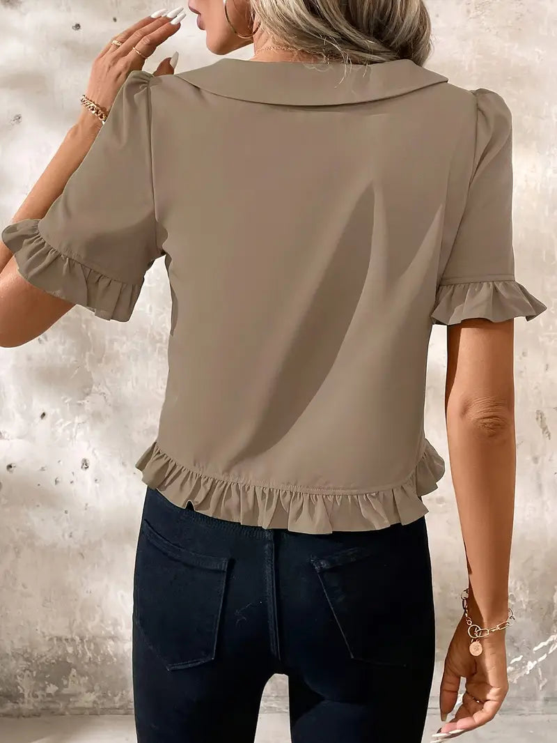Foteini - Peter Pan Collar Short Sleeve Blouse