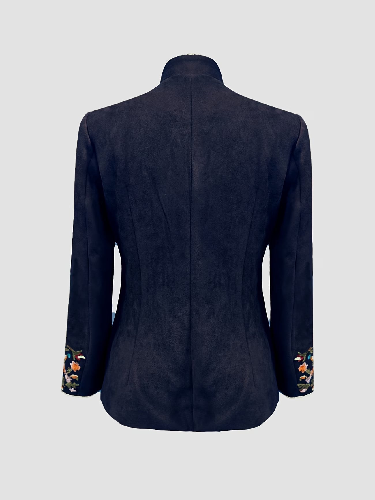 Anisaa | Embroidered Button Front Stand Collar Jacket
