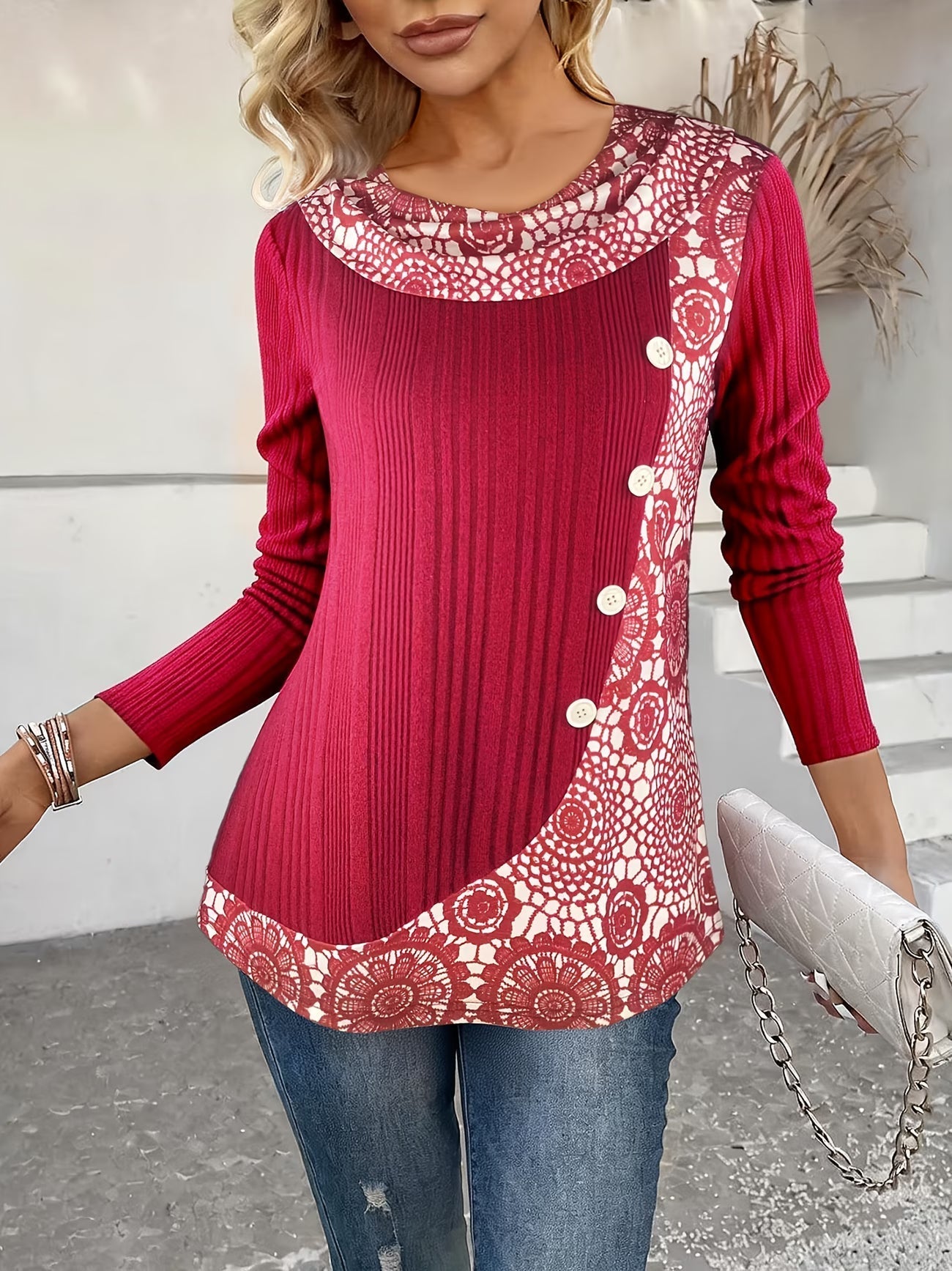 Lizeth | Long Sleeve Ribbed Pattern Tunic