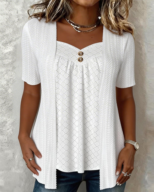 Shilina | Square Neck Layered Short Sleeve Blouse