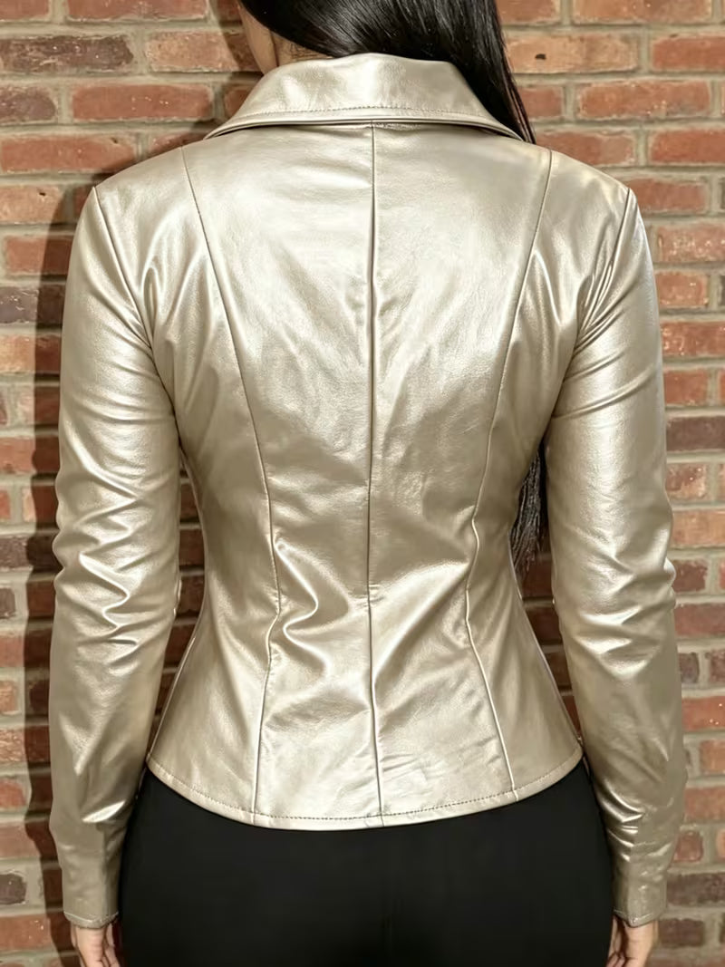 Celita | Leather Jacket with Front Pockets