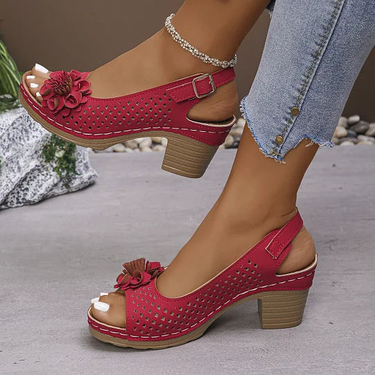 Imogen | Open Toe Slingback Block Heel Sandal
