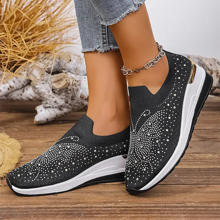 Josia | Slip On Rhinestone Platform Sneakers
